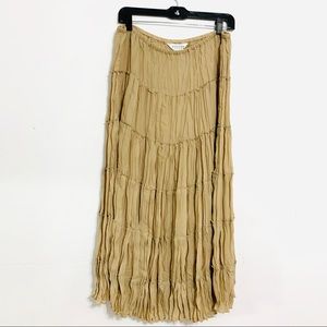 Allison Taylor Tan Long Boho Crinkle Skirt XL